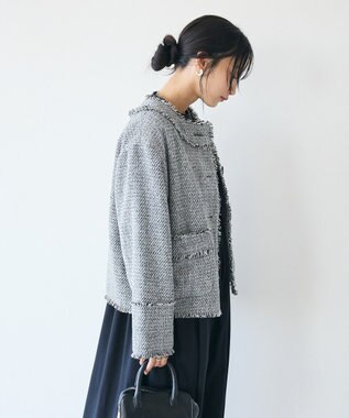 CRAFT STANDARD BOUTIQUE ツイードフリンジジャケット Gray
