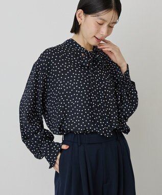 AMERICAN HOLIC 【イージーケア】ドット柄ボウタイブラウス
