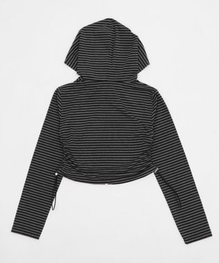 WEGO 柄Wジップパーカー グレーボーダー