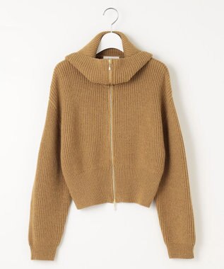 Feroux 【洗える・古畑星夏さん着用】フルジップ ニット キャメル系