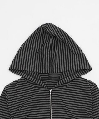 WEGO 柄Wジップパーカー グレーボーダー