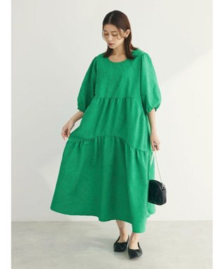 Green Parks ■ＥＳＣＡＲ　エンボスティアードワンピース Green
