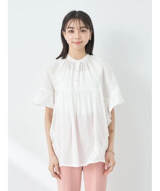 earth music&ecology コットンボイルボリュームブラウス Off White