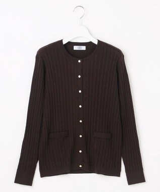 J.PRESS LADIES KNIT BASIC クルーネック カーディガン ダークブラウン系