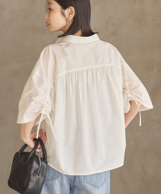 AMERICAN HOLIC 【先行予約】【WEB限定】ギャザーリボンスリーブ半袖シャツ Off White