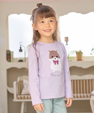 ANY KIDS ミラクルスパンコール 長袖 Tシャツ ラベンダー×ハムスター