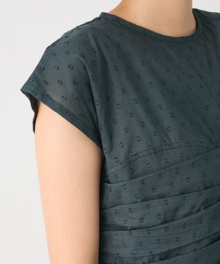 CRAFT STANDARD BOUTIQUE インド綿ドット刺繍ブラウス Green