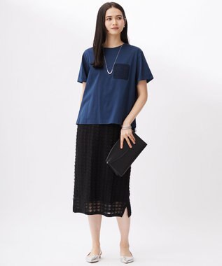 自由区 S 【カタログ掲載・洗える】クロッシェポケット Tシャツ コバルトブルー