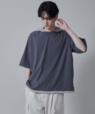 WEGO フェイクレイヤードフードT（S） ダークグレー