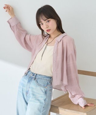 earth music&ecology マジョリカプリーツショートシャツ Pink