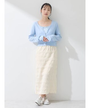 earth music&ecology ＳＥＴ２点カーディガン＋フラワーキャミ Sax