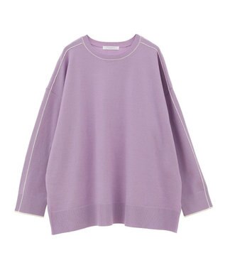 Green Parks アンチピリングライン入りニットプルオーバー Purple