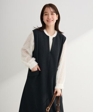 Green Parks 　ダンボールスキッパージャンパースカート Gray Mixture