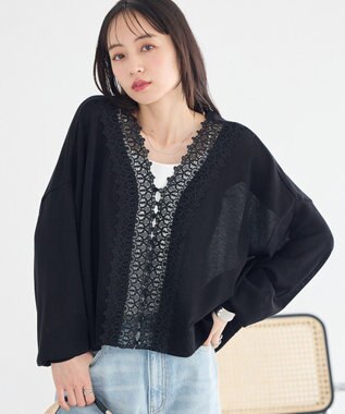 earth music&ecology 【2WAY】レーストリムシアーニットカーディガン