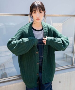 WEGO ルーズフィットカーディガン ダークグリーン