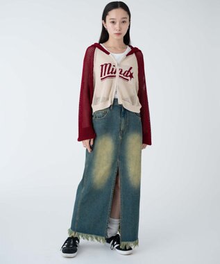 WEGO メッシュラグランニットパーカー ワイン