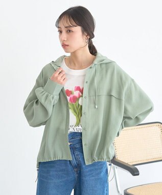 earth music&ecology 【フード取り外し可】シアーシャツブルゾン ライトカーキ