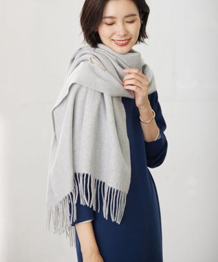 J.PRESS LADIES カシミヤ リバーシブル ヘリンボーン ストール ライトグレー系