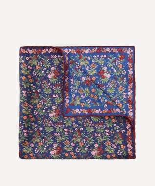 LIBERTY. フローラル・フェイブル シルク ポケット スクエア ネイビー