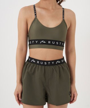 OP／FILA 【RUSTY】ニコちゃんロンT＋ショートパンツ付きビキニ 4点セット水着 カーキ