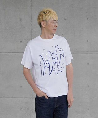 nitorito 【UNISEX】tori Tシャツ blue×(Silver箔プリント)