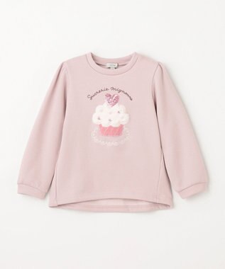 ANY KIDS 裏シャギー アップリケ トレーナー ミルクティー×カップケーキ