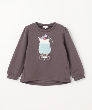 ANY KIDS 裏シャギー アップリケ トレーナー チャコール×クリームソーダ