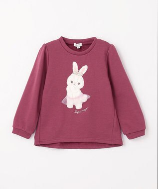 ANY KIDS 裏シャギー アップリケ トレーナー ローズピンク×ウサギ