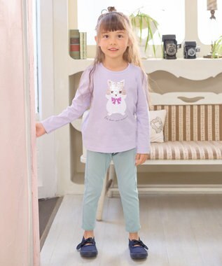 ANY KIDS ミラクルスパンコール 長袖 Tシャツ ラベンダー×ハムスター