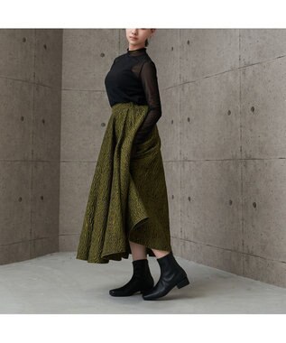 MODE ET JACOMO <carino>【レイン対応】スクエアトゥローヒールブーツ ブラック