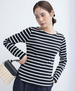  【ストレッチ・長袖】コットンフライス バスクTシャツ