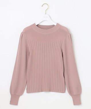 ANY SIS 【2WAY】リボン付き パフスリーブリブ ニット スモーキーピンク