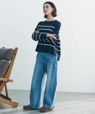 UNFILO 【UNFILO DENIM/新色追加】撥水ストレッチ ルーズワイドデニム ウォッシュブルー