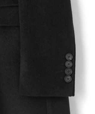 JOSEPH HOMME グロッシーウール 　チェスターコート　＜裏地：フォトコラージュプリント＞ ブラック系