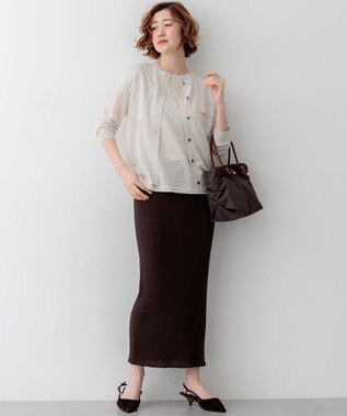 23区 【先行予約/WEB&一部店舗限定カラーあり】シャイニーシアー フラップポケット カーディガン アイボリー系