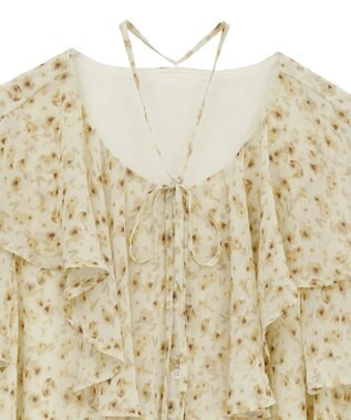 earth music&ecology チョーカー付き楊柳ラッフルブラウス Flower