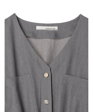 Green Parks ・ＥＬＥＮＣＡＲＥ　ＤＵＥ　Ｖネックイロイロ釦ワンピース Gray Mixture
