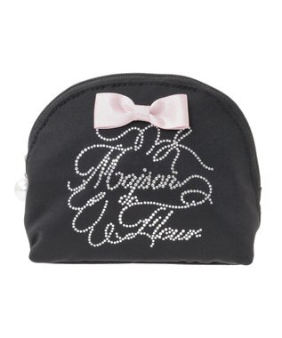 Maison de FLEUR シャイニーリボンラウンドポーチ Black