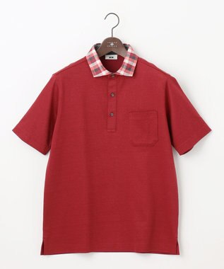 JOSEPH ABBOUD 【リネン素材/清涼感/吸水速乾】リネンハニカム 半袖 ポロシャツ レッド系