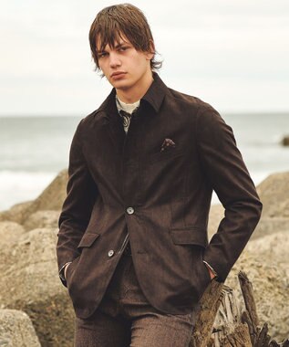JOSEPH ABBOUD 【軽量/スウェードタッチ】ライトスウェードジャケット ダークブラウン系
