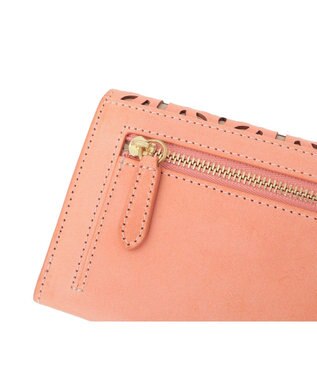 genten マルチカットワークミニ 長財布 コーラルピンク