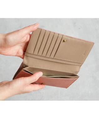 genten マルチカットワークミニ 長財布 コーラルピンク