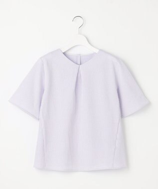 J.PRESS LADIES 【洗える・抗菌防臭・吸水速乾】サッカージャージー ペプラム カットソー オフ×ラベンダー系