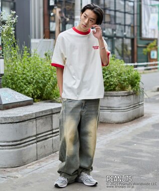 WEGO 【ユニセックス着用ITEM/MLサイズ展開】別注PEANUTSプリントT（SS） ホワイトアイボリー