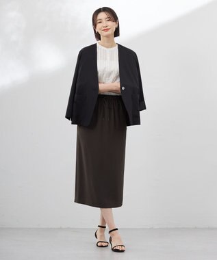 J.PRESS LADIES L 【WEB限定カラーあり・洗える・接触冷感・吸水速乾】Lightジョーゼット ナロー スカート ダークブラウン系
