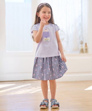 ANY KIDS シャラシャラ ビーズ入り Tシャツ サックスブルー×ネコ