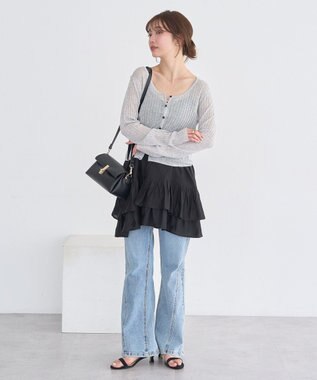 earth music&ecology 軽量フラップ三層ショルダーバッグ Black