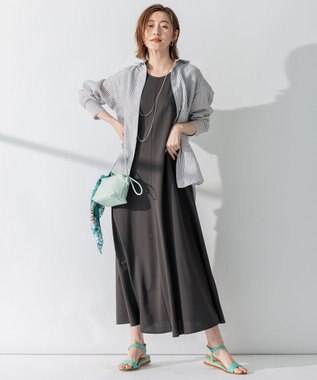 23区 S 【CLASSY. 9月号掲載/WEB限定カラーあり】LIBECO ベーシック シャツ ダークブラウンストライプ