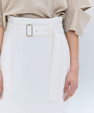 BEIGE， 【洗える・Oggi ８月号掲載】NAVIGLIO / ベルト付きハイウエストデニムスカート White