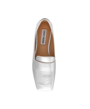STEVE MADDEN MONARC スクエアトゥフラットローファー シルバー